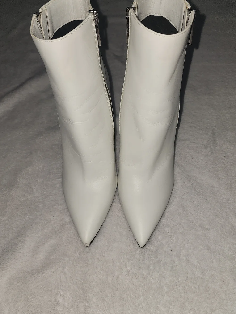 Michael Kors White Pointed Toe Ankle Booties with Side Zip